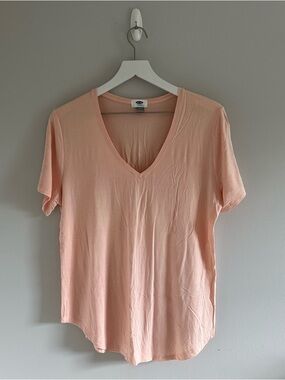 Old Navy Light Pink V-Neck Short Sleeve Tee Size L